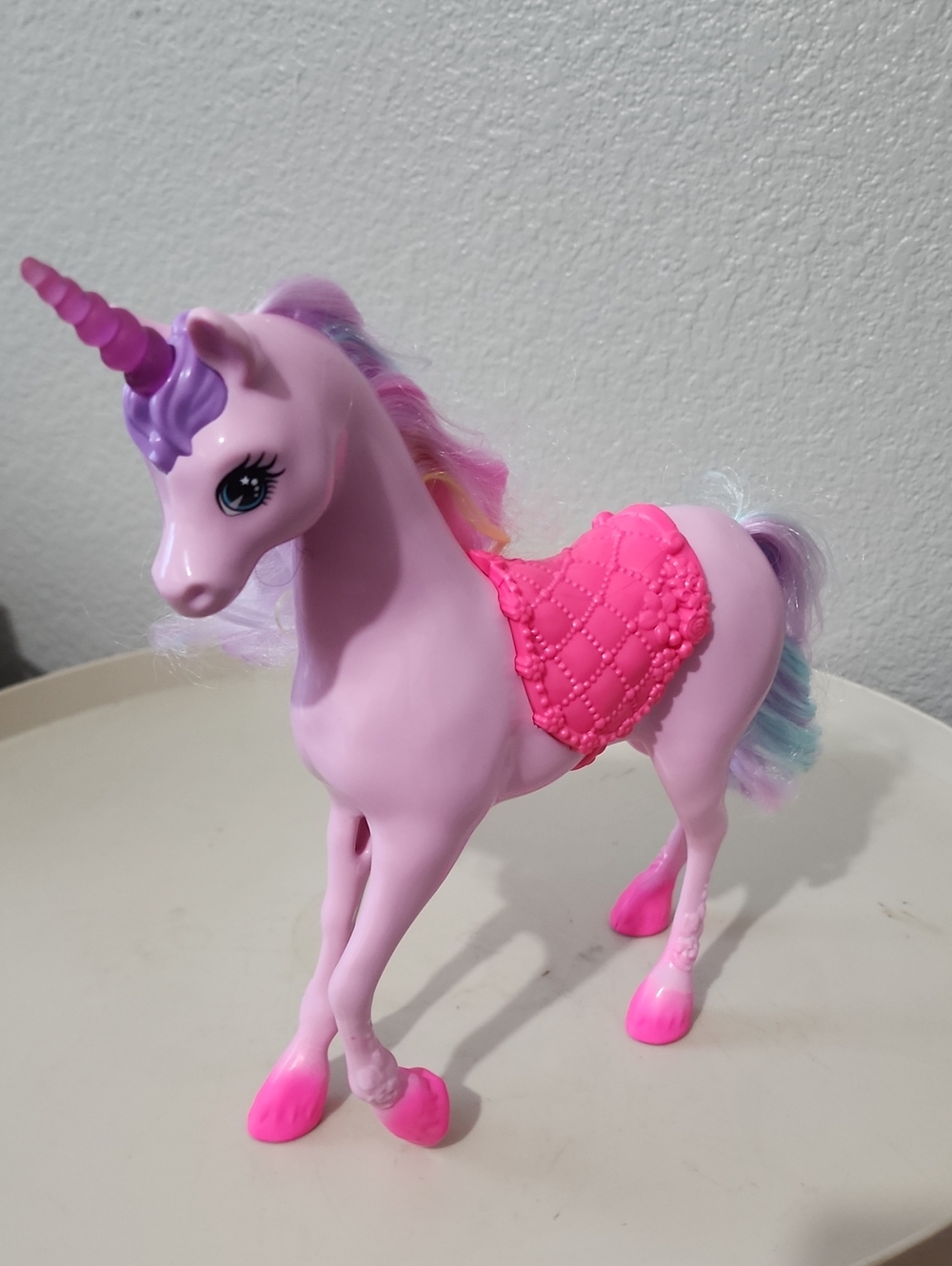 Source Unknown Pink Unicorn Toy with Purple Horn and Multicolor Mane